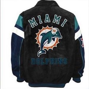 NFL Miami Dolphins Suede Leather Jacket Collectors